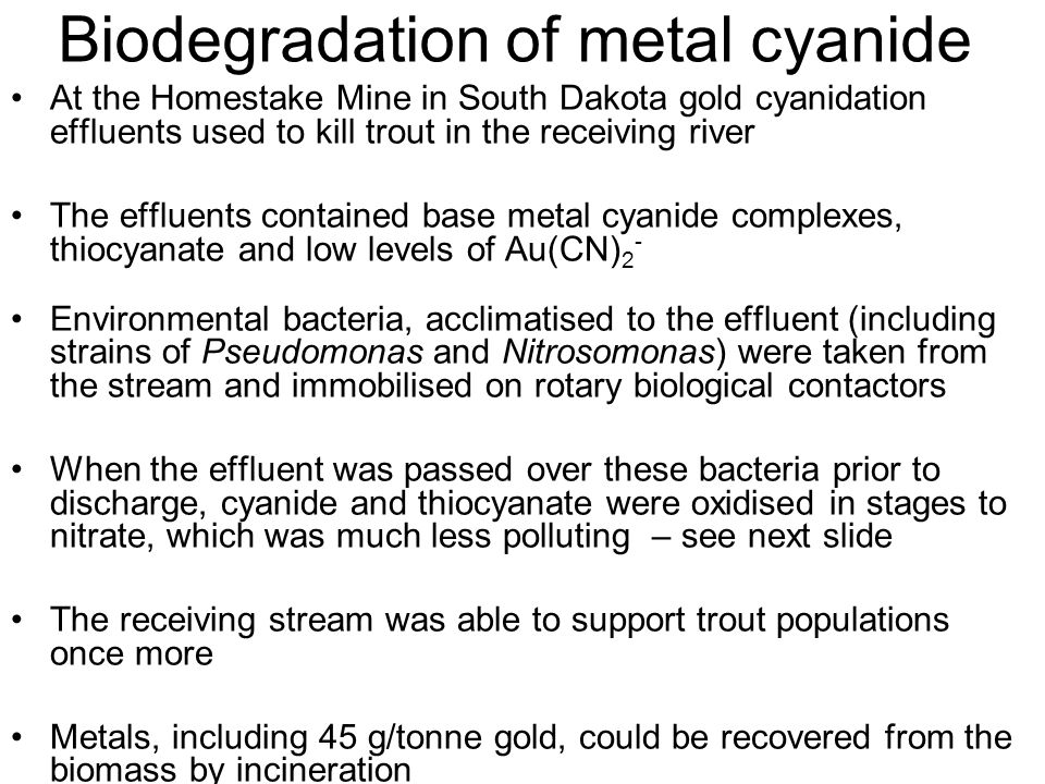 Biodegradation of metal cyanide