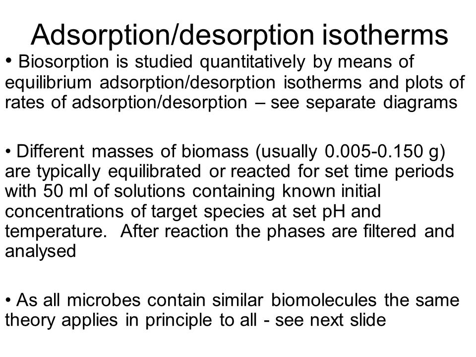 Adsorption/desorption isotherms