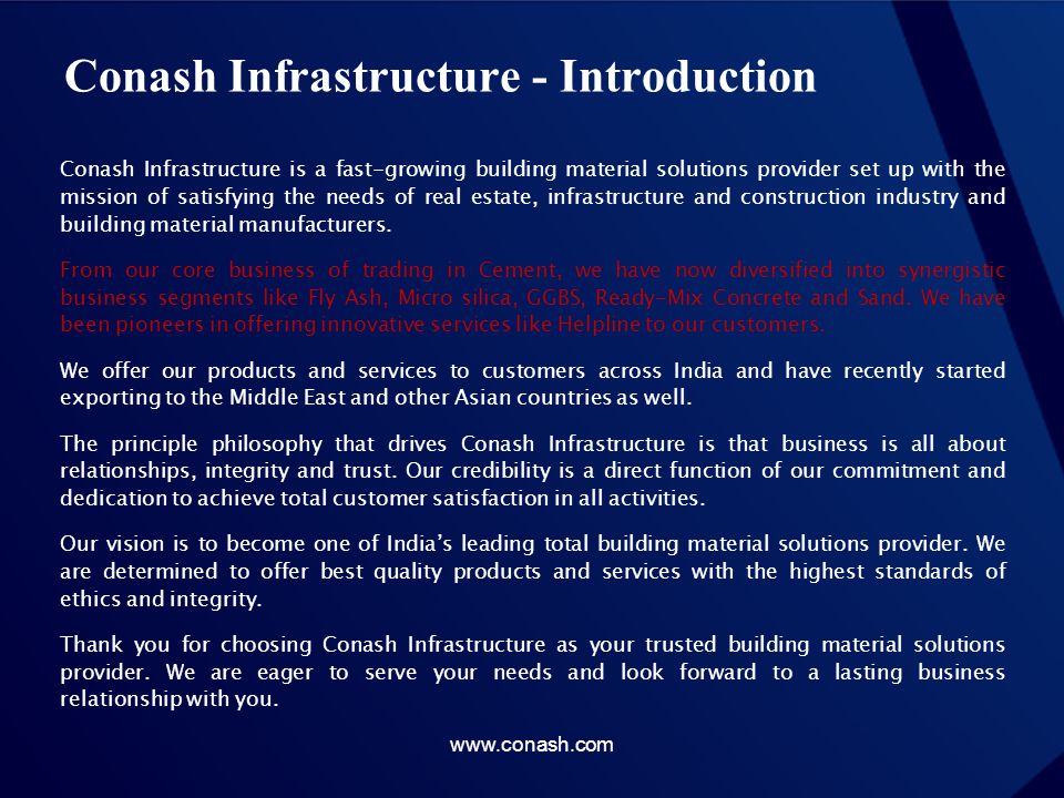 Conash Infrastructure - Introduction