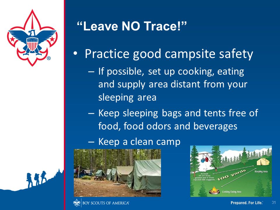Practice good campsite safety