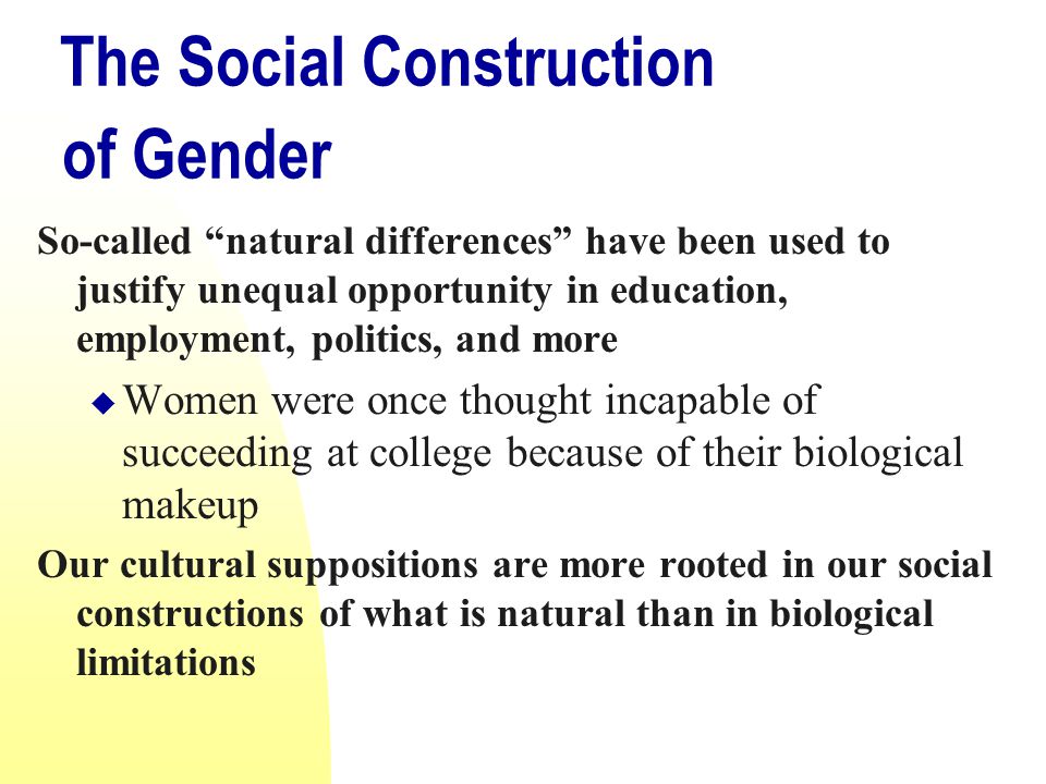 Are gender roles socially or culturally constructed