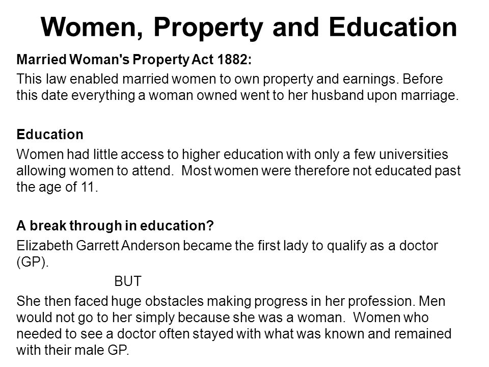 Women, Property and Education