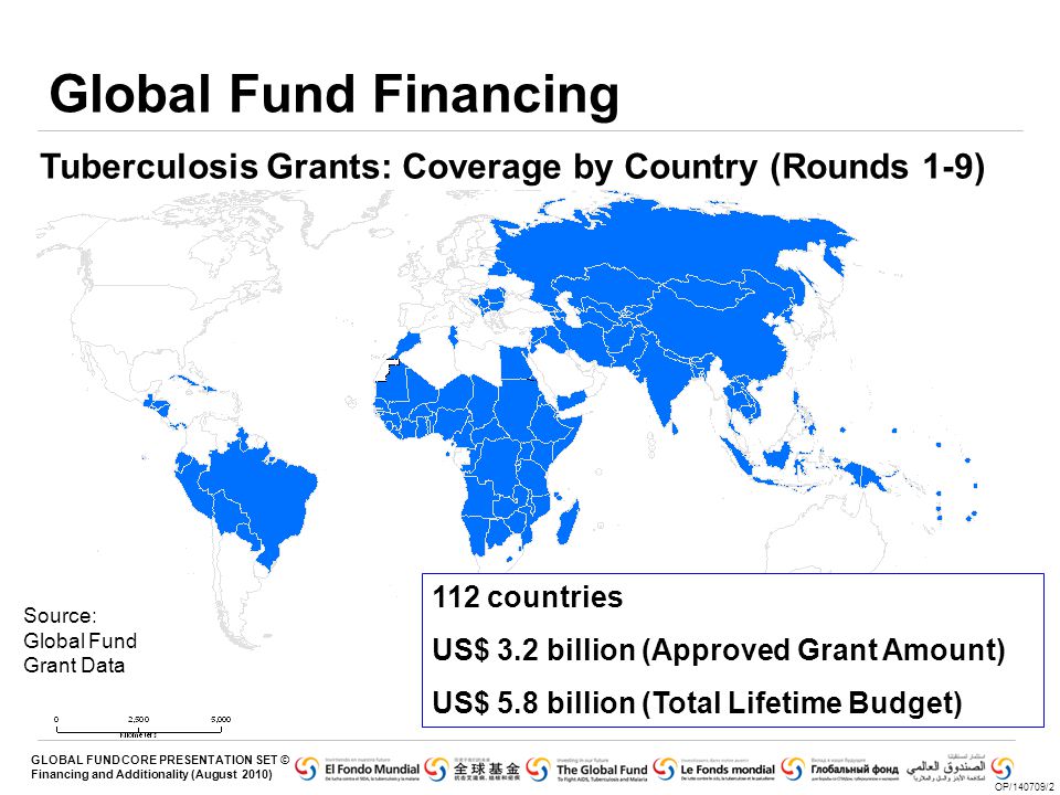 Global Fund Financing Tuberculosis Grants: Coverage by Country (Rounds 1-9) 112 countries. US$ 3.2 billion (Approved Grant Amount)