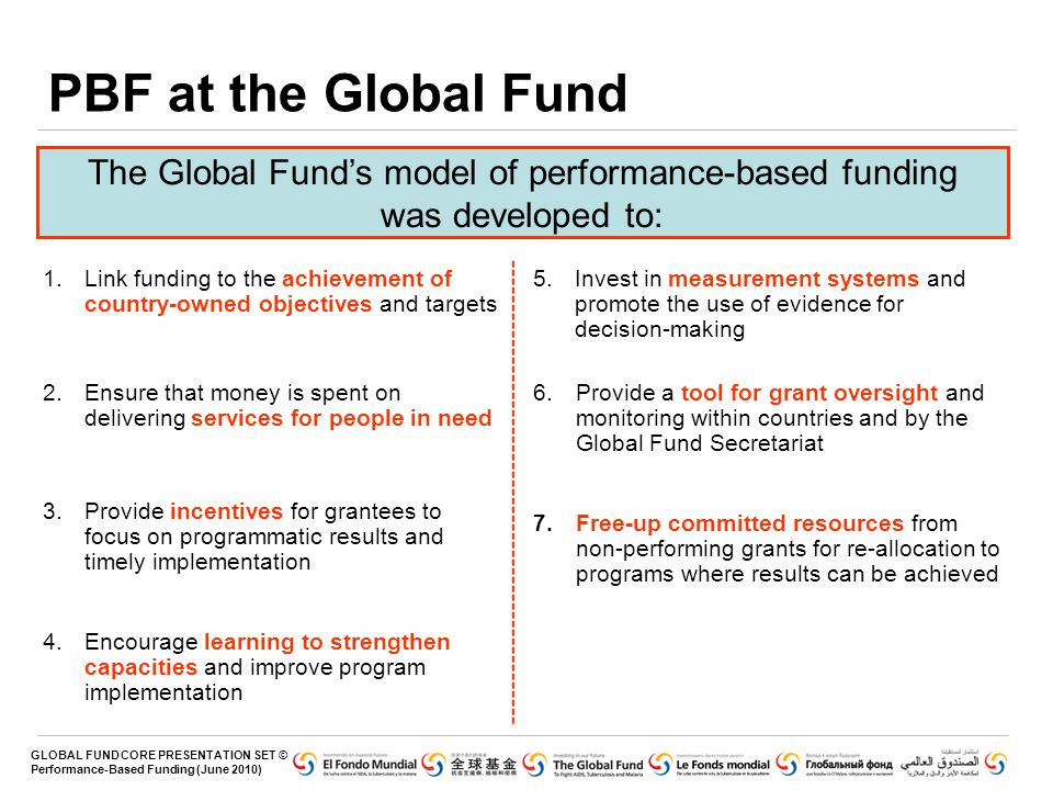 The Global Fund’s model of performance-based funding