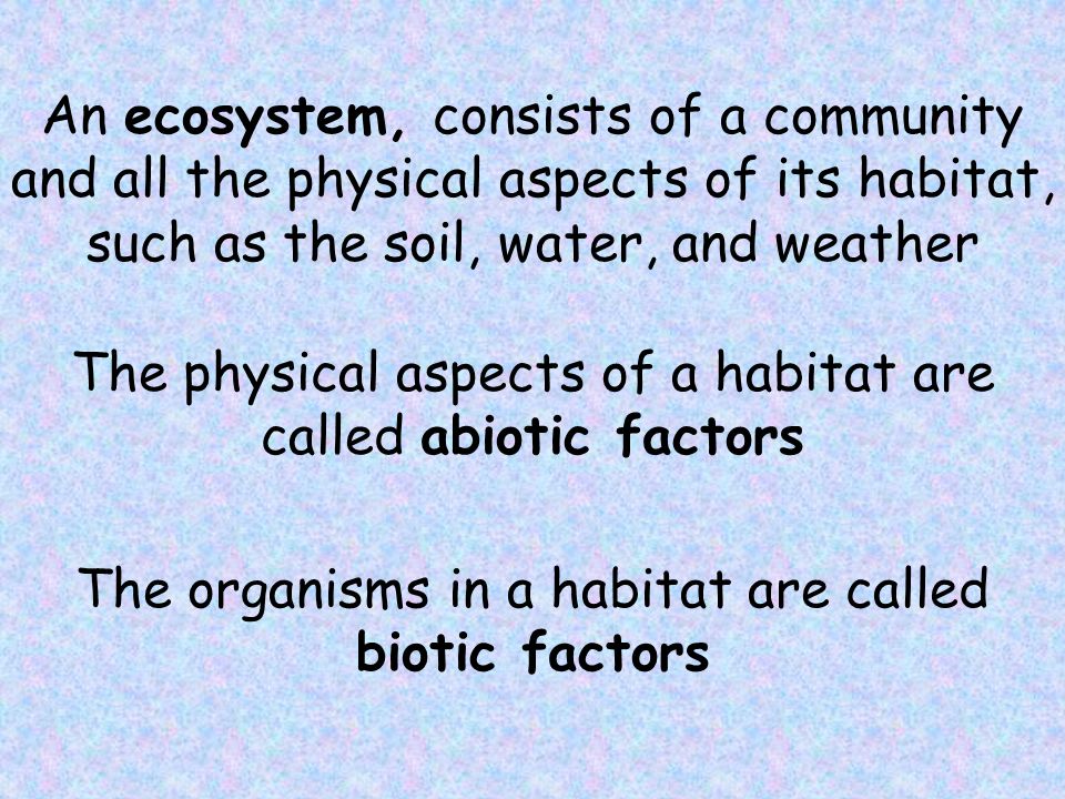 The physical aspects of a habitat are called abiotic factors