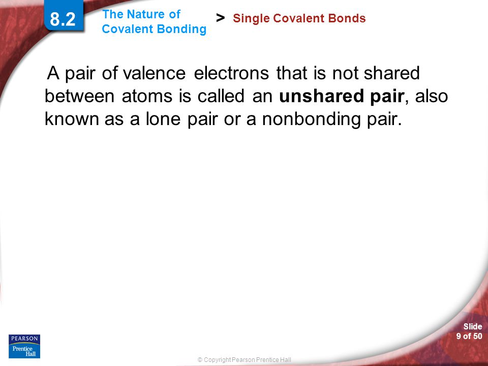 8.2 Single Covalent Bonds.