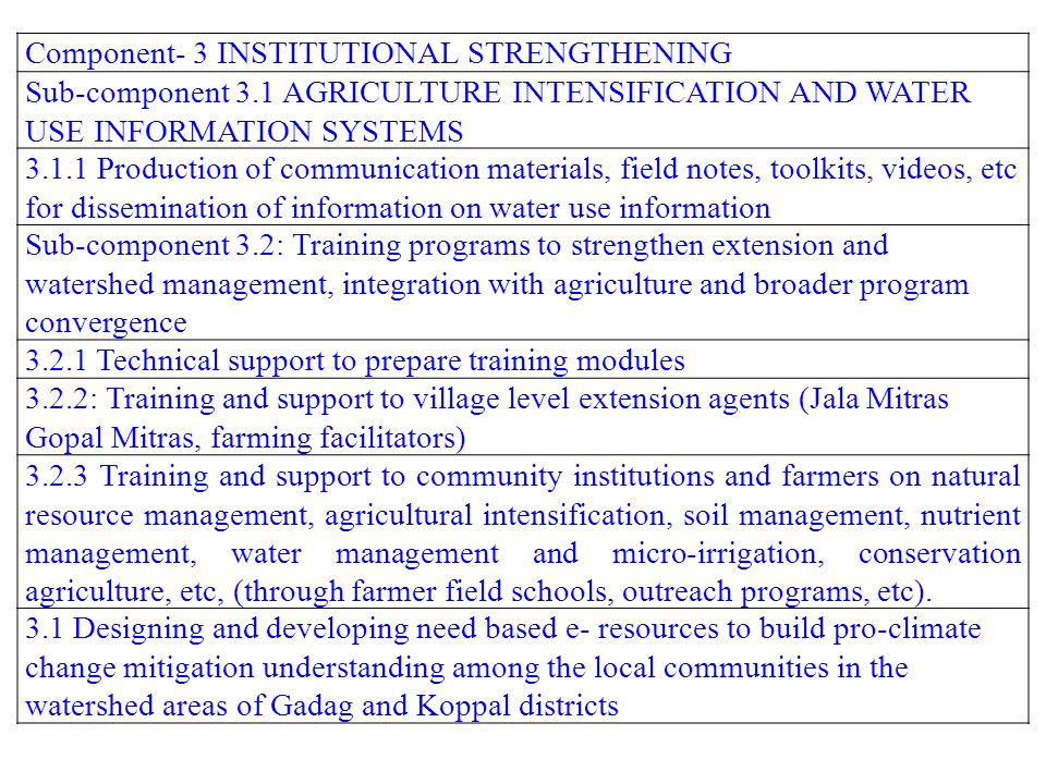 Component- 3 INSTITUTIONAL STRENGTHENING
