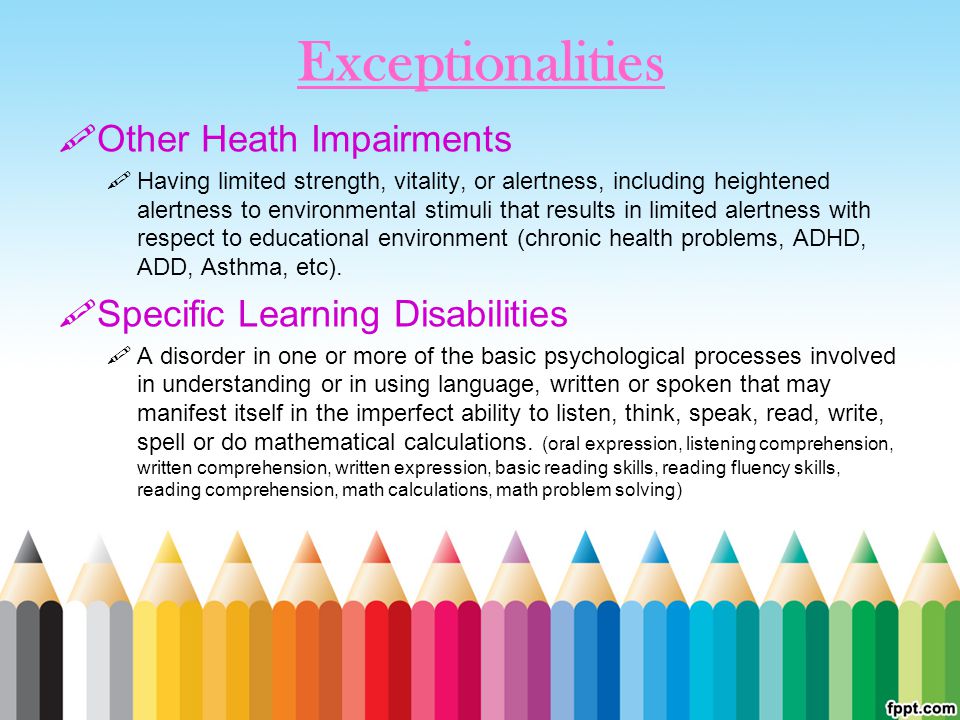 Exceptionalities Other Heath Impairments