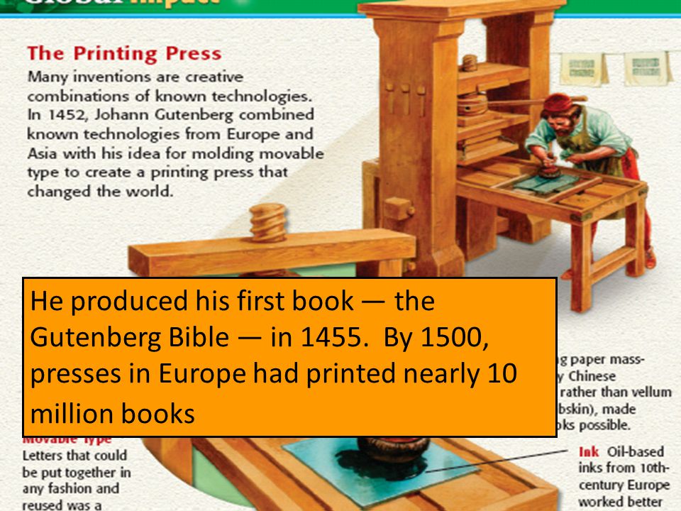 He produced his first book — the Gutenberg Bible — in 1455