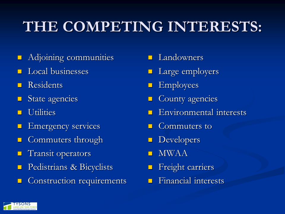 THE COMPETING INTERESTS: