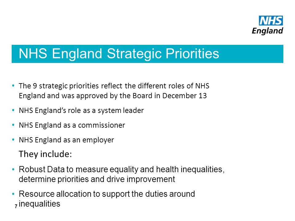 NHS England Strategic Priorities
