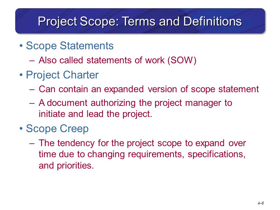 Project Scope: Terms and Definitions