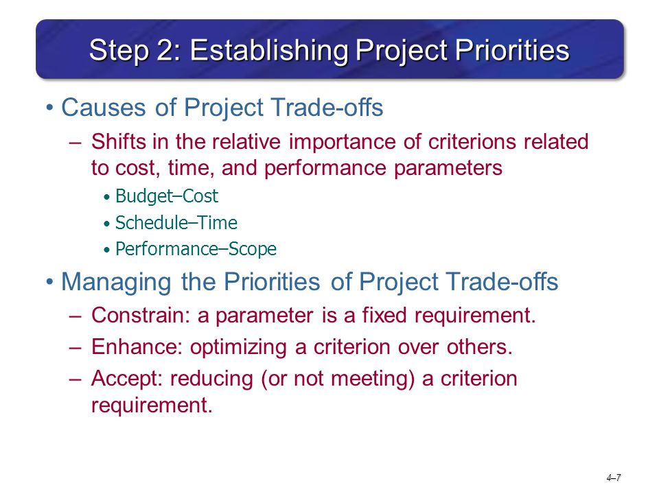 Step 2: Establishing Project Priorities
