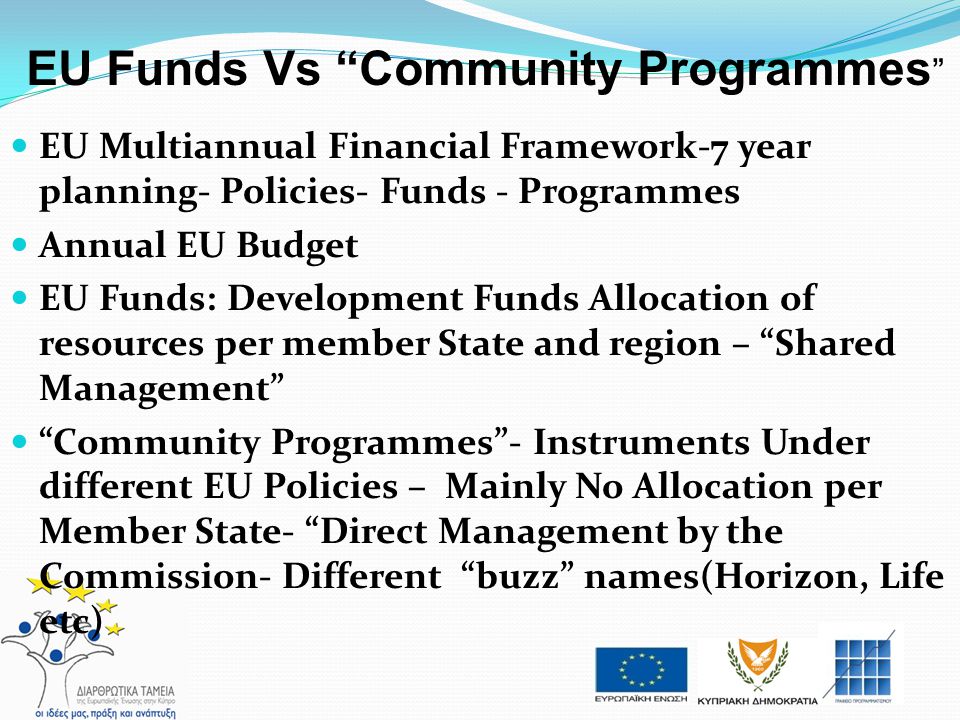 EU Funds Vs Community Programmes