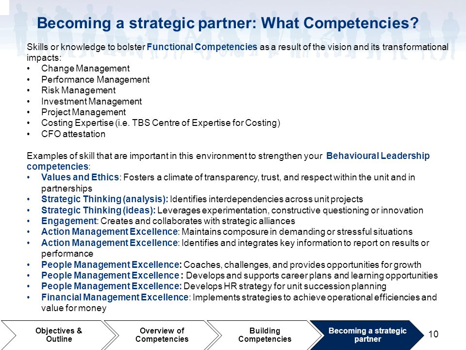 Becoming a strategic partner: What Competencies
