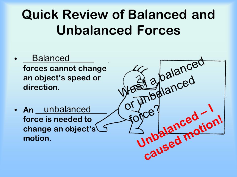 Quick Review of Balanced and Unbalanced Forces