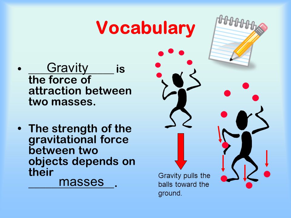 Vocabulary Gravity masses