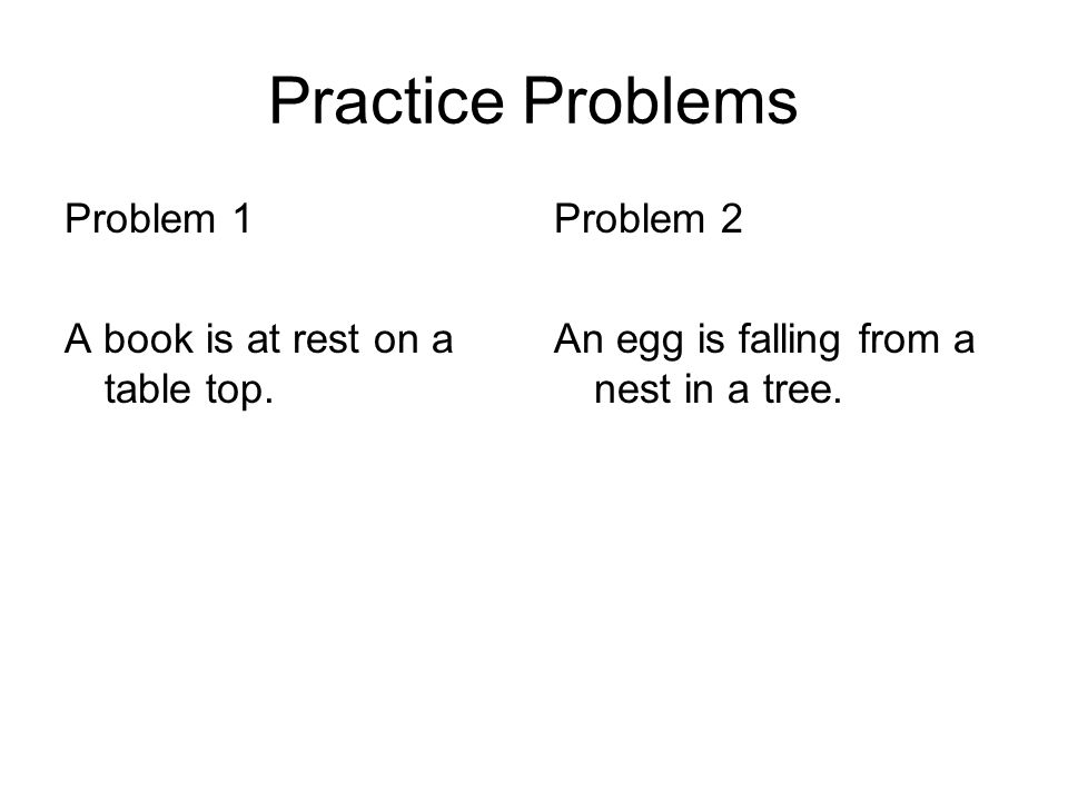 Practice Problems Problem 1 A book is at rest on a table top.
