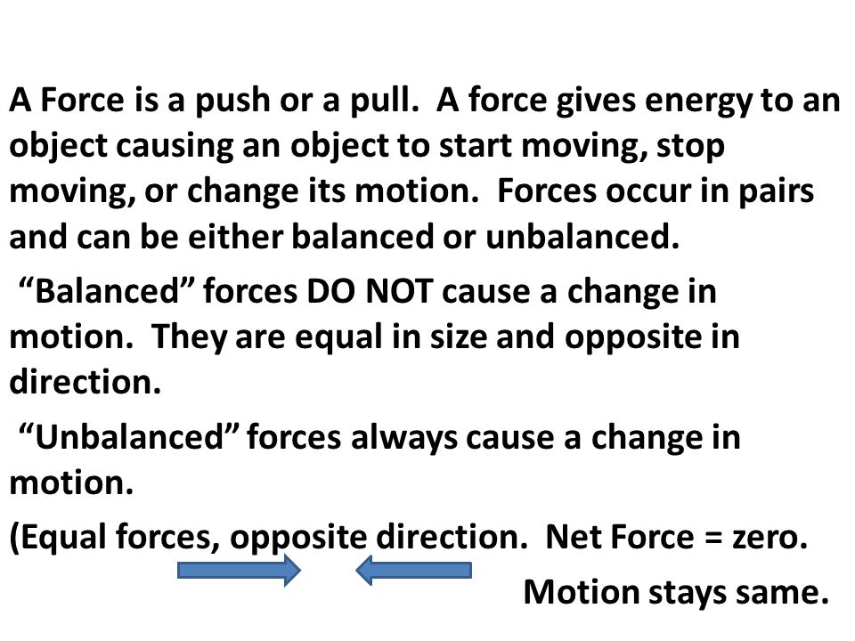 A Force is a push or a pull