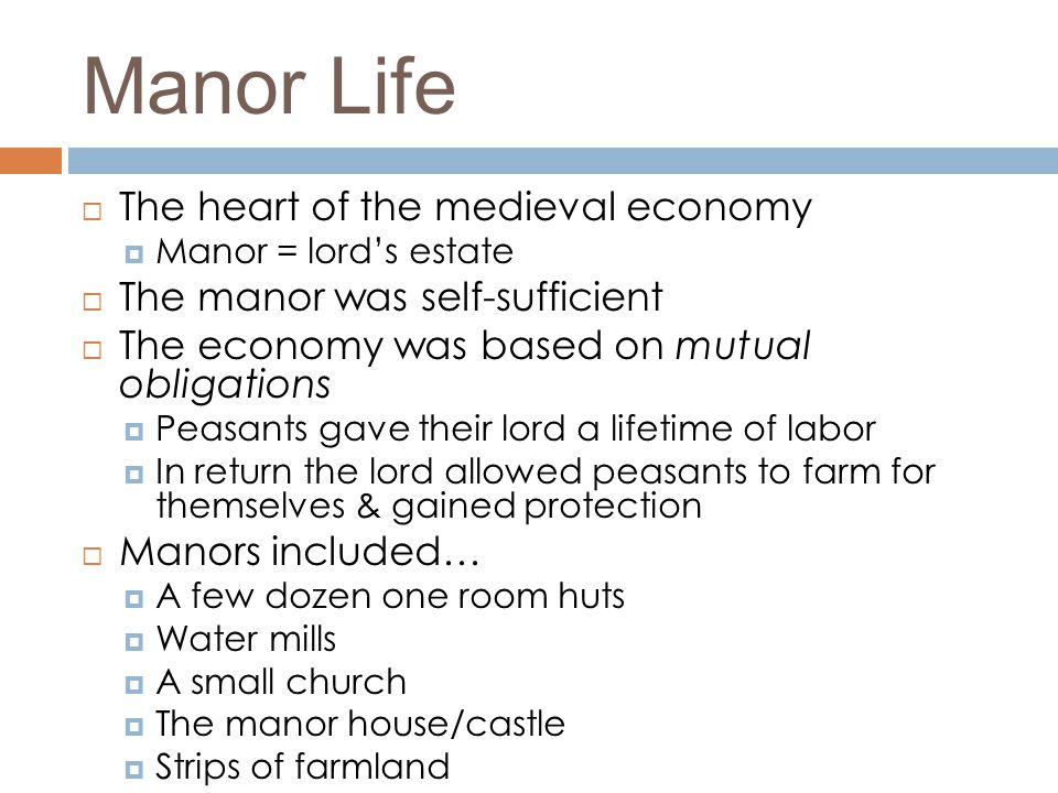 Manor Life The heart of the medieval economy