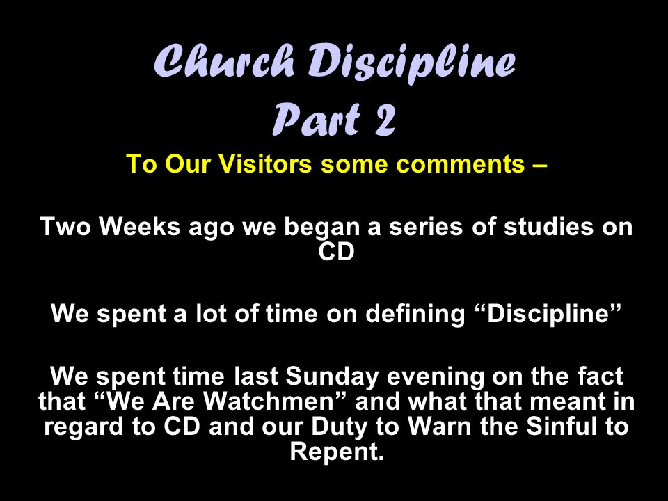 Church Discipline Part 2