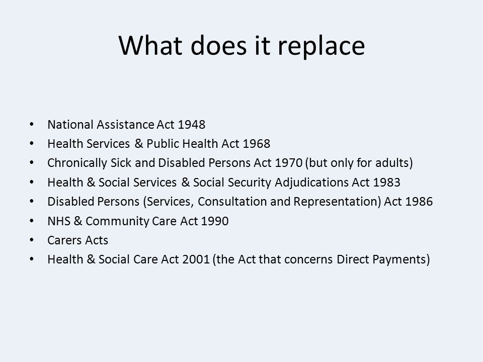 What does it replace National Assistance Act 1948