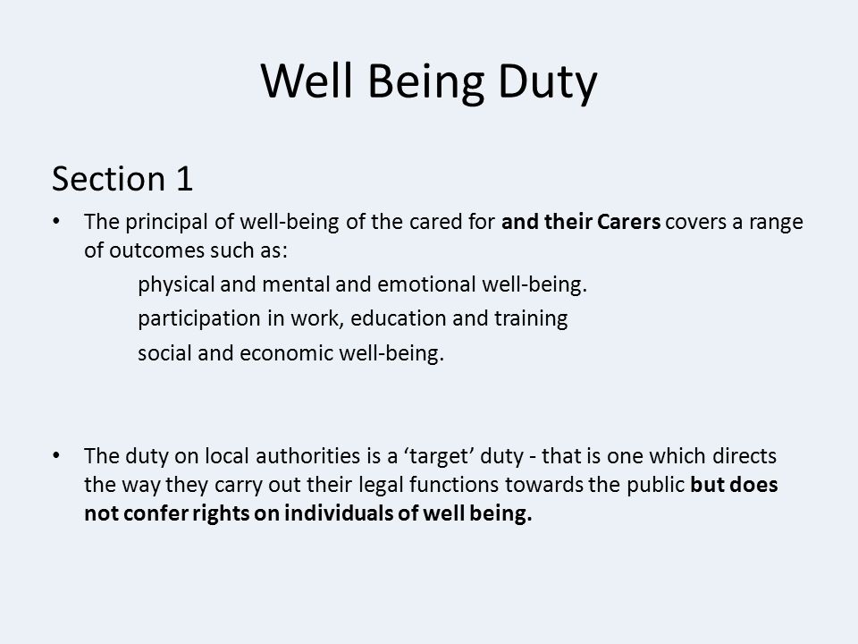 Well Being Duty Section 1