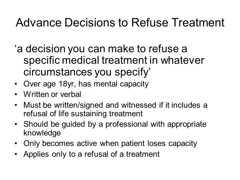 Advance Decisions to Refuse Treatment