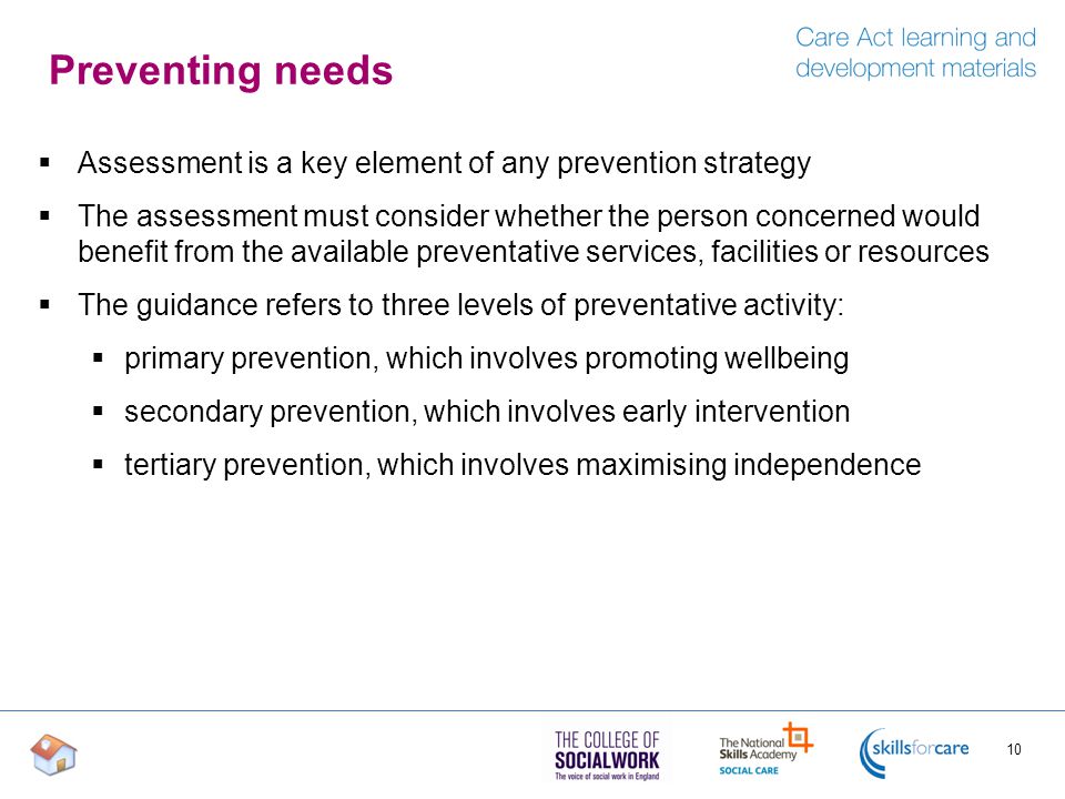 Preventing needs Assessment is a key element of any prevention strategy.