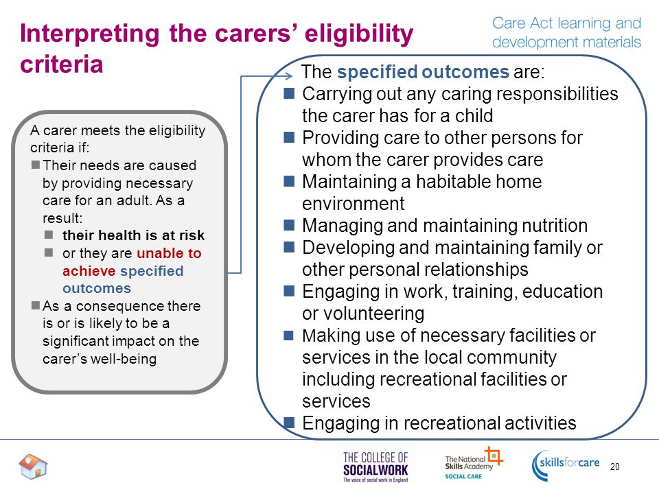 Interpreting the carers’ eligibility criteria