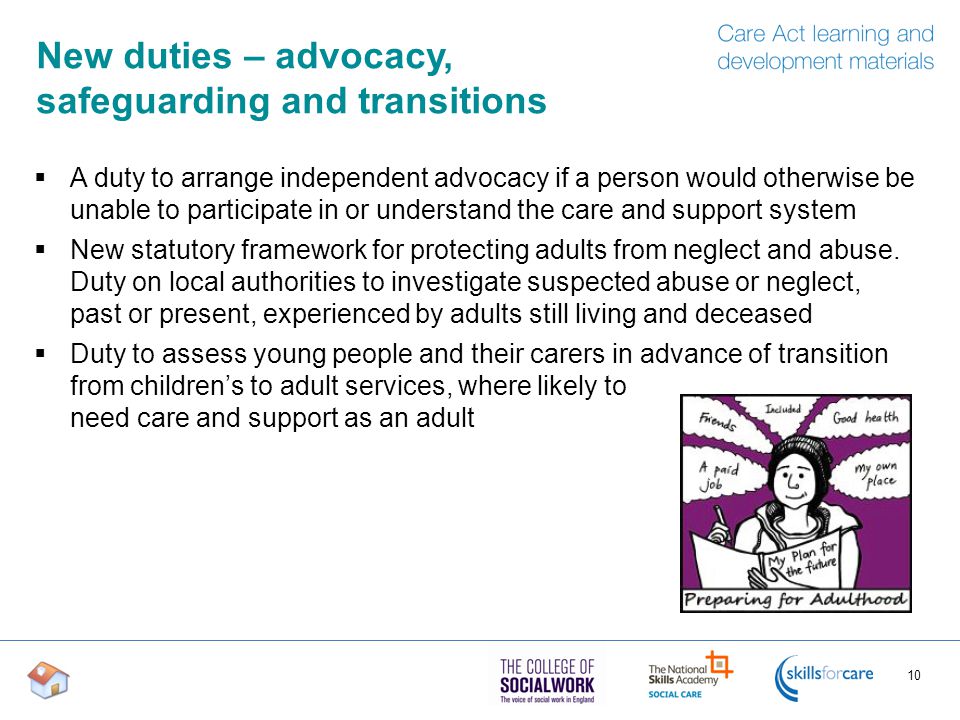 New duties – advocacy, safeguarding and transitions