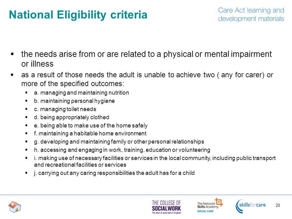 National Eligibility criteria