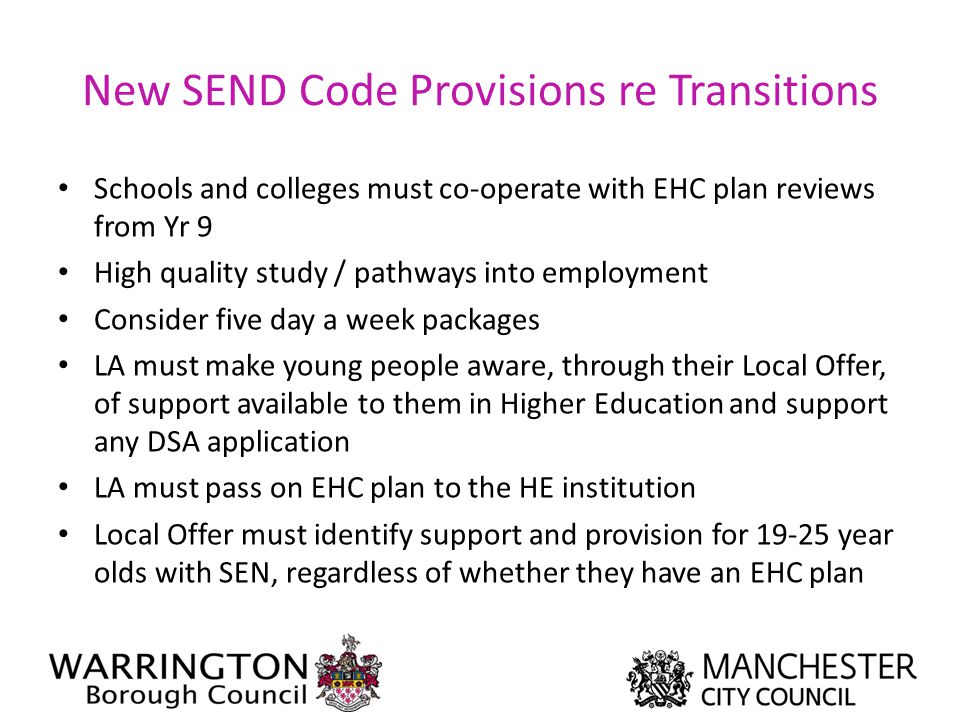 New SEND Code Provisions re Transitions
