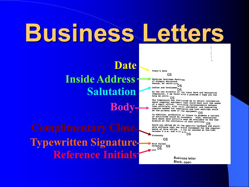 Business Letters Date Inside Address Salutation Body