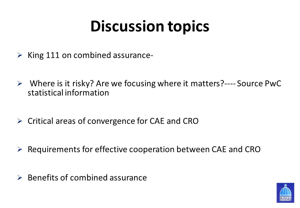 Discussion topics King 111 on combined assurance-