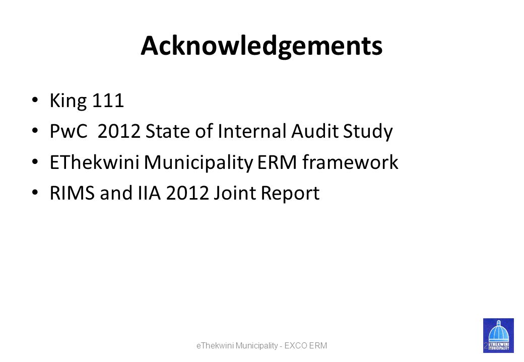 eThekwini Municipality - EXCO ERM