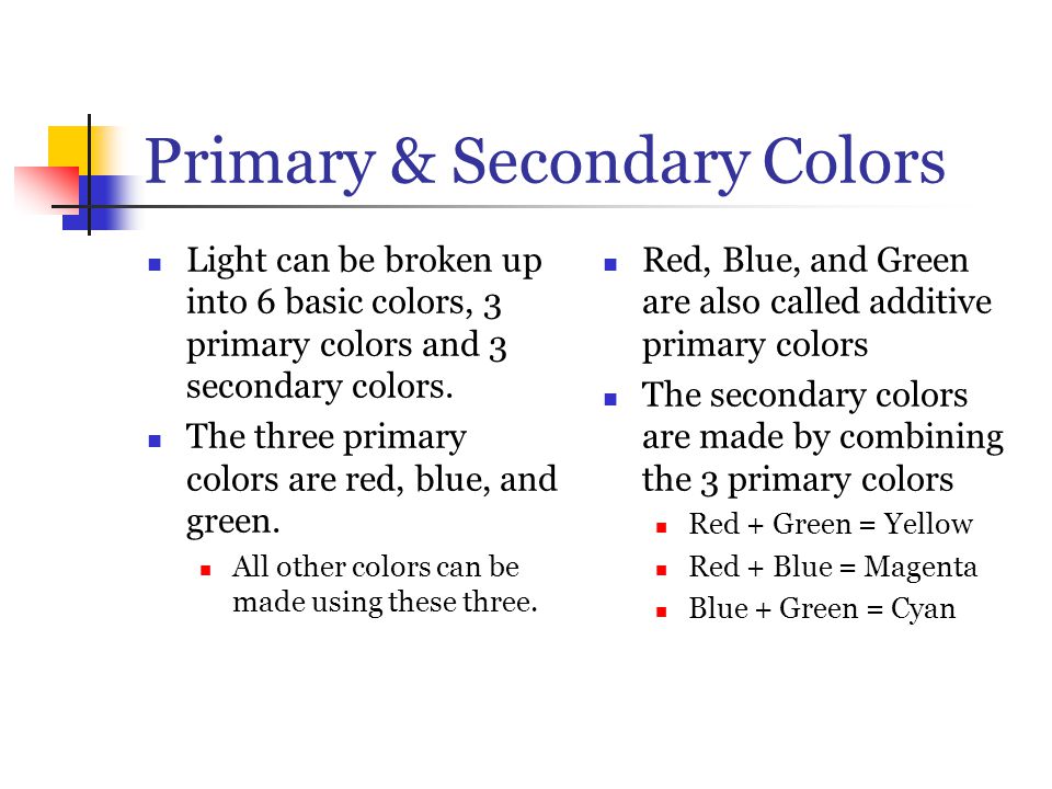 Primary & Secondary Colors