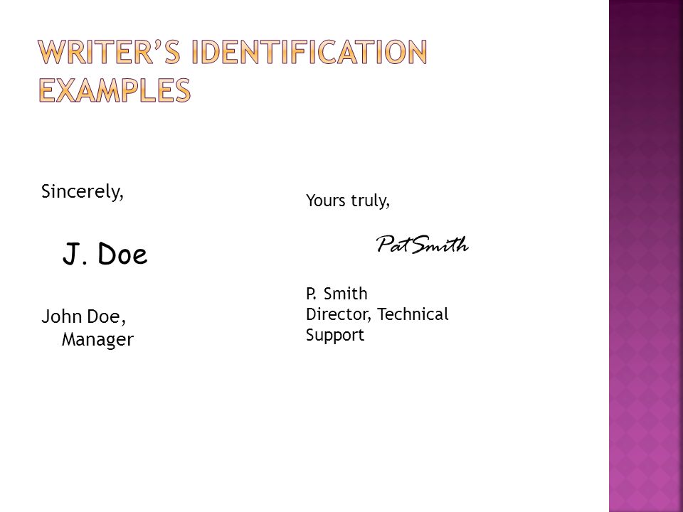 Writer’s identification examples