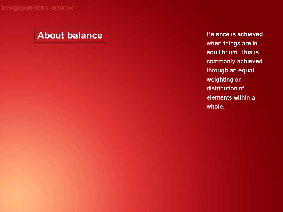 Design principles - Balance