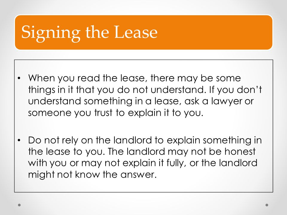 Signing the Lease