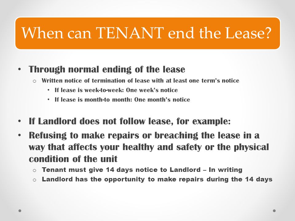 When can TENANT end the Lease