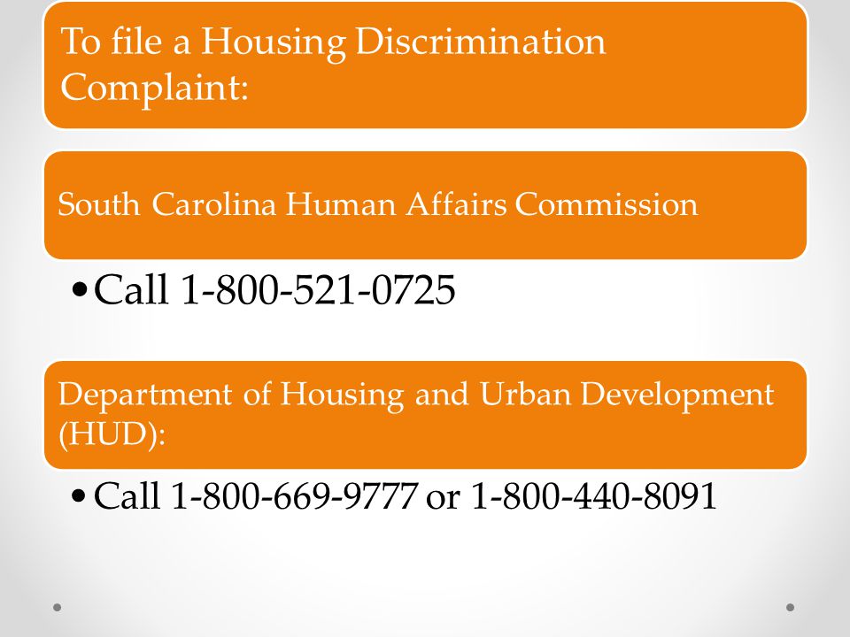 Call To file a Housing Discrimination Complaint: