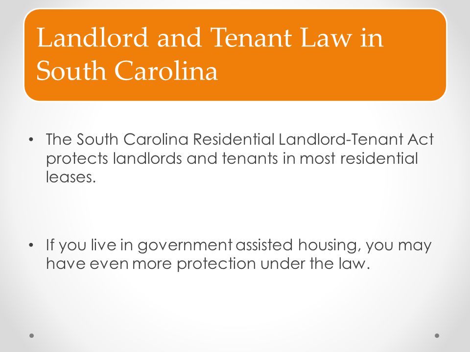 Landlord and Tenant Law in South Carolina