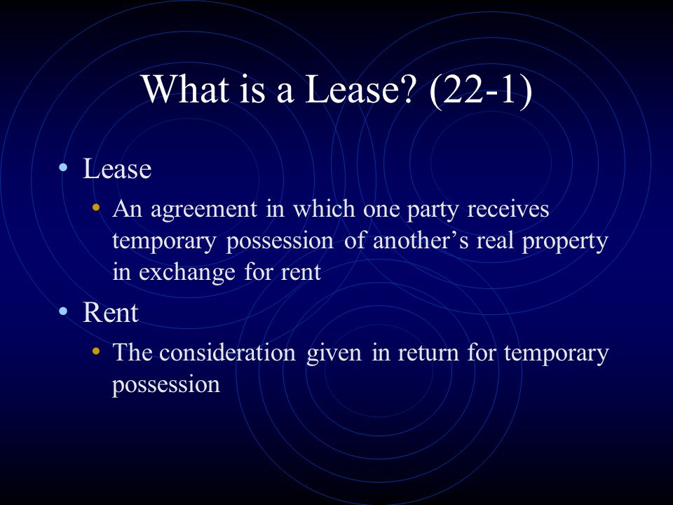 What is a Lease (22-1) Lease Rent