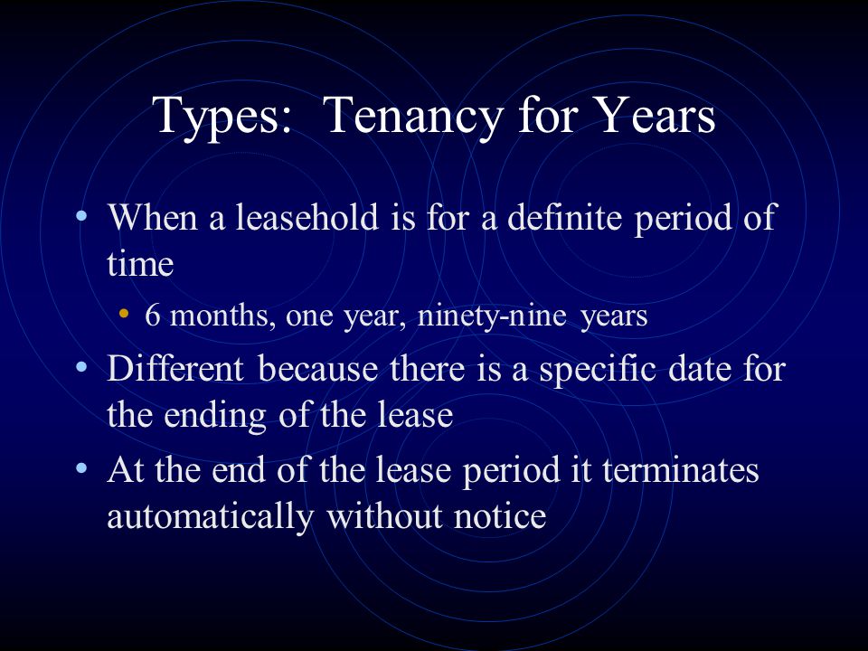 Types: Tenancy for Years