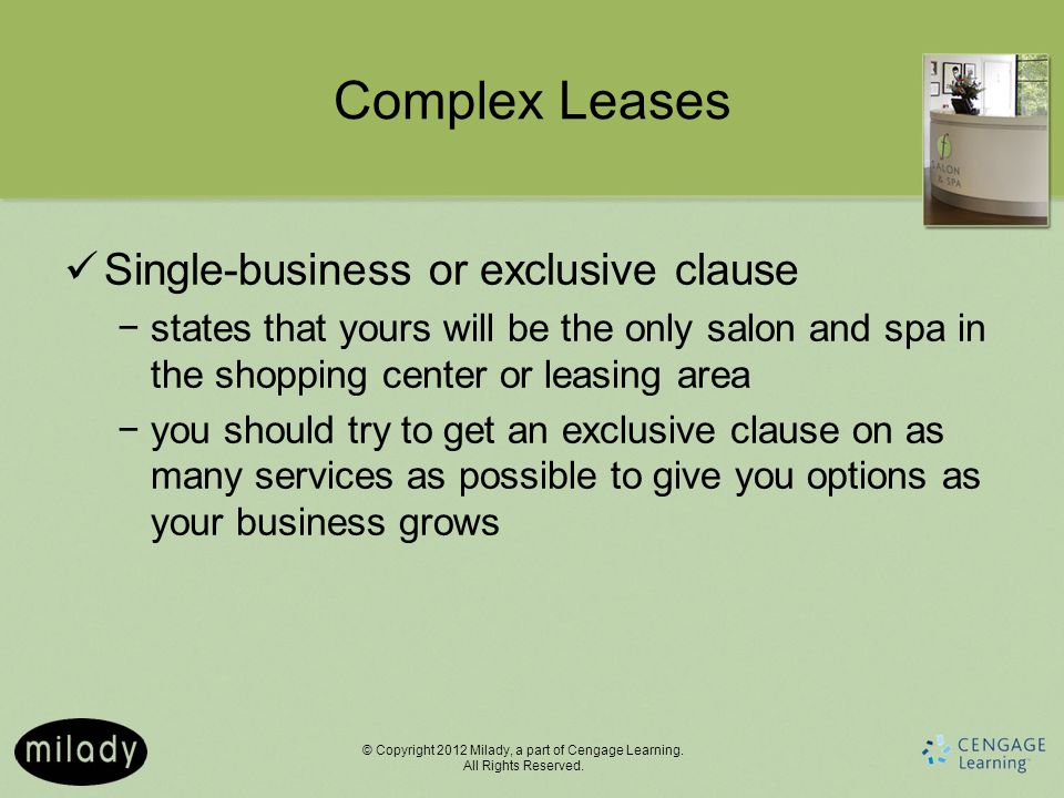 Complex Leases Single-business or exclusive clause