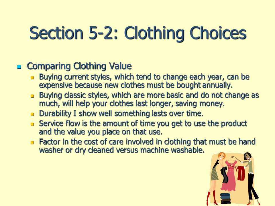 Section 5-2: Clothing Choices