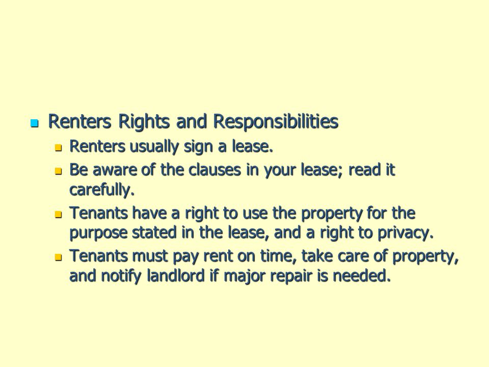 Renters Rights and Responsibilities