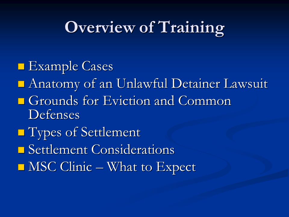 Overview of Training Example Cases