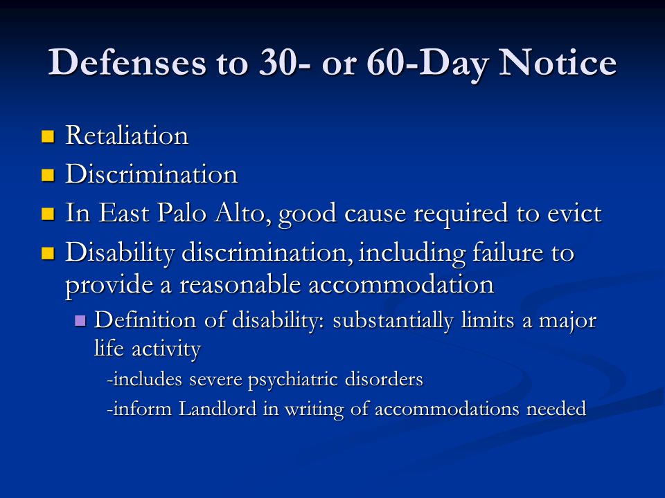 Defenses to 30- or 60-Day Notice
